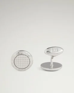 Ad Coin Hobnail Silver Cufflinks