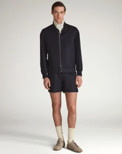 Athluxury Wool Cashmere Flannel Bomber Jacket