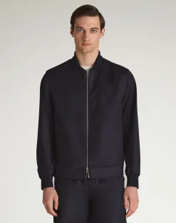 Athluxury Wool Cashmere Flannel Bomber Jacket