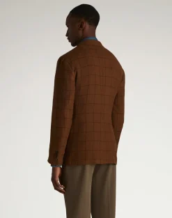 Camel Windowpane Cavendish Single Breasted Sports Coat