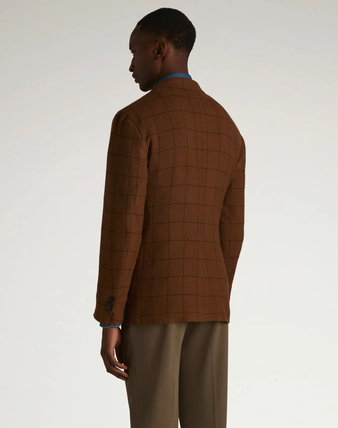 Camel Windowpane Cavendish Single Breasted Sports Coat