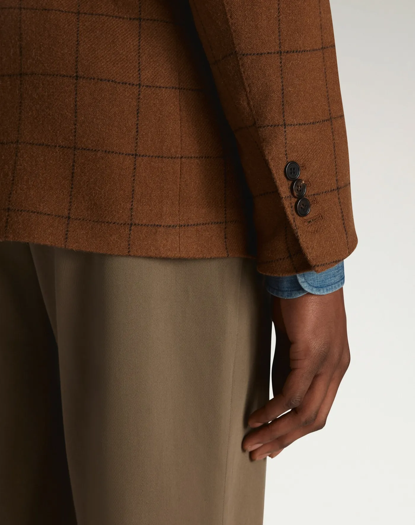 Camel Windowpane Cavendish Single Breasted Sports Coat