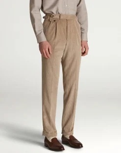 Cotton Cashmere Corduroy Double Pleated Trousers