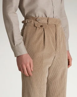 Cotton Cashmere Corduroy Double Pleated Trousers