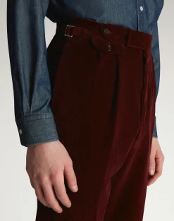 Cotton Cashmere Corduroy Double Pleated Trousers