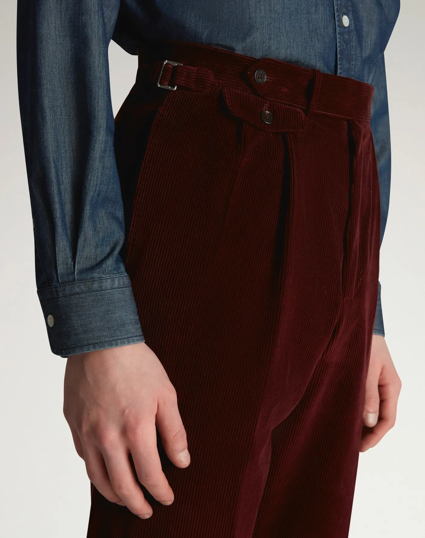 Cotton Cashmere Corduroy Double Pleated Trousers