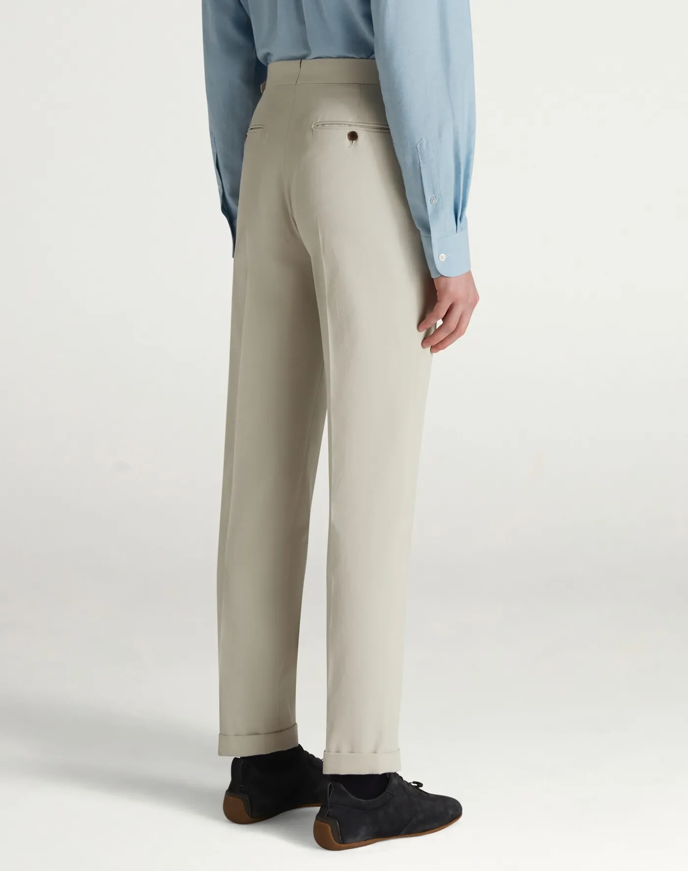Cotton Cashmere Double Pleated Trousers