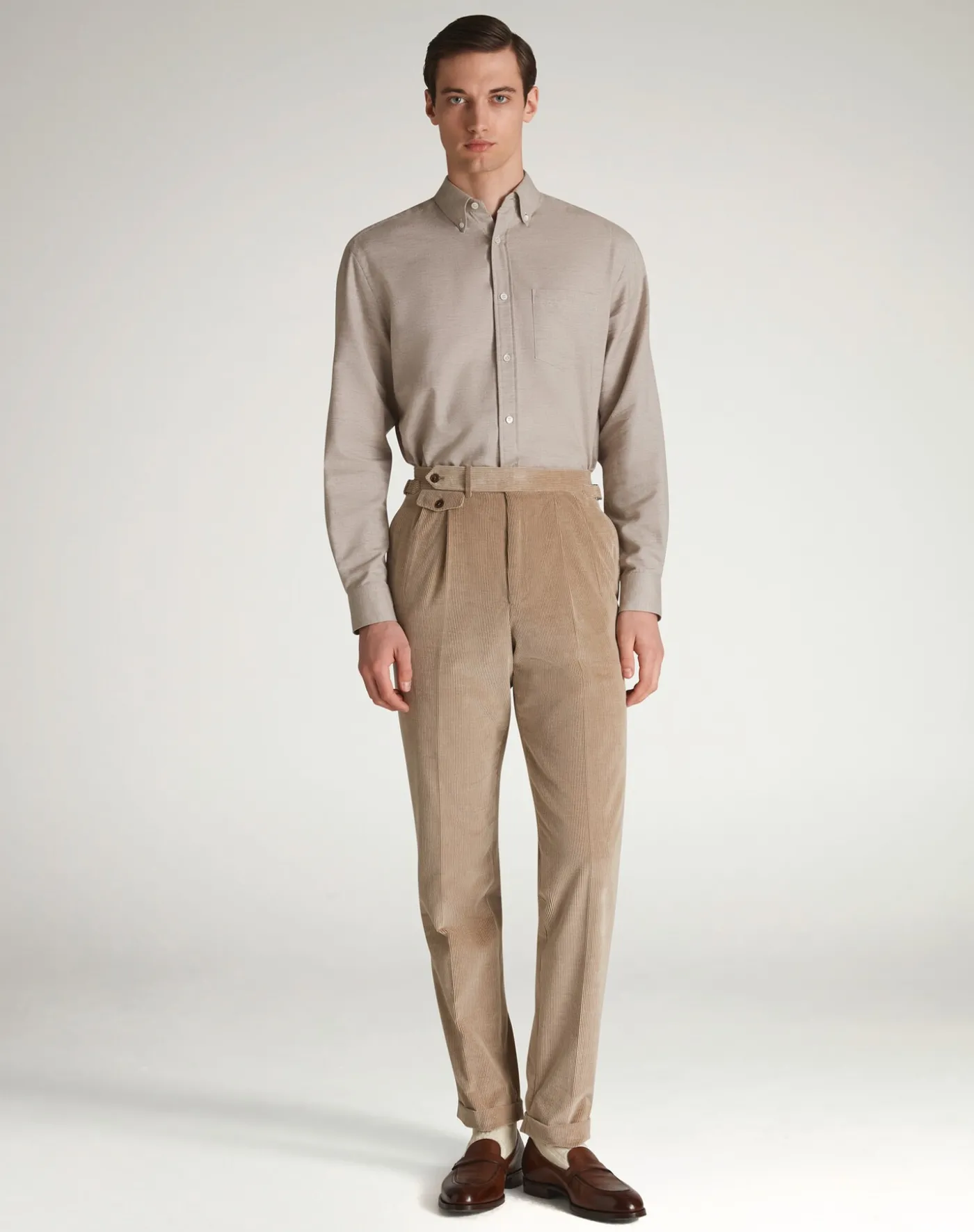 Cotton Cashmere Long Sleeve Button Down Shirt