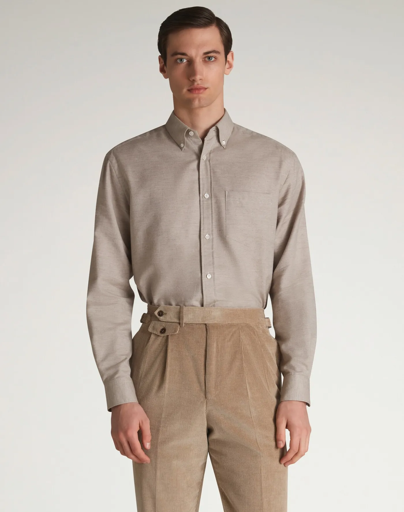 Cotton Cashmere Long Sleeve Button Down Shirt