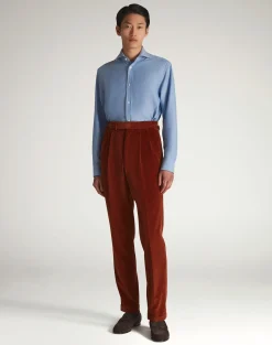 Cotton Cashmere Oxford Long Sleeve Spread Collar Shirt