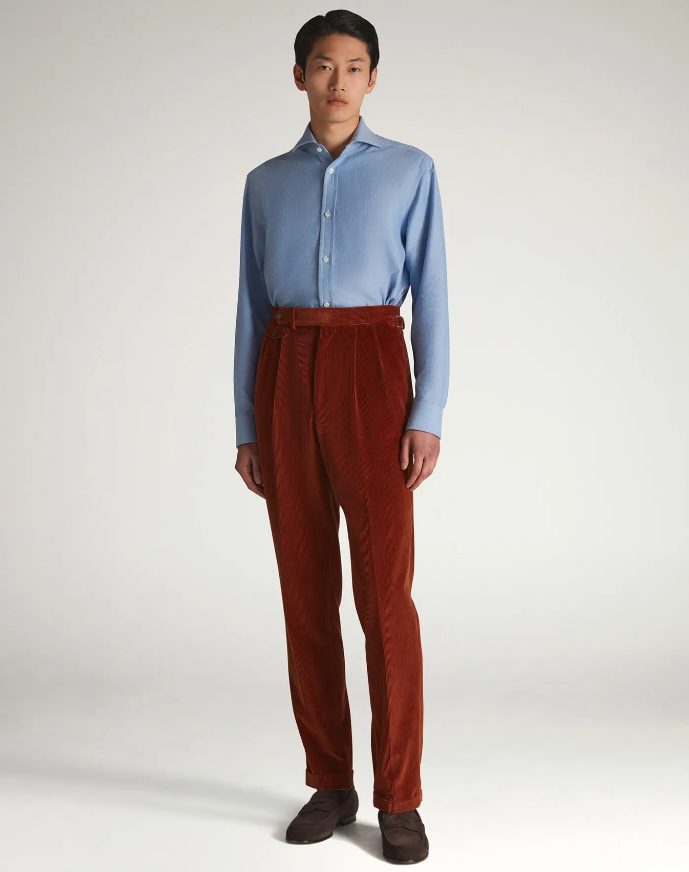 Cotton Cashmere Oxford Long Sleeve Spread Collar Shirt