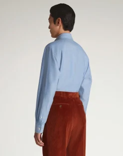 Cotton Cashmere Oxford Long Sleeve Spread Collar Shirt