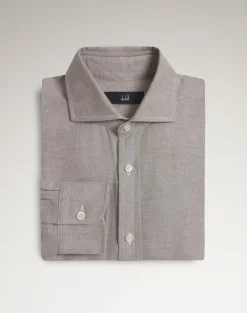 Cotton Cashmere Oxford Long Sleeve Spread Collar Shirt
