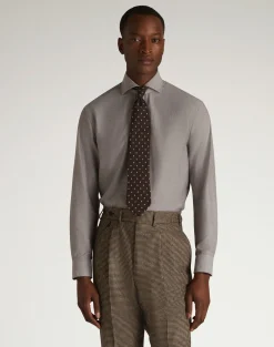 Cotton Cashmere Oxford Long Sleeve Spread Collar Shirt