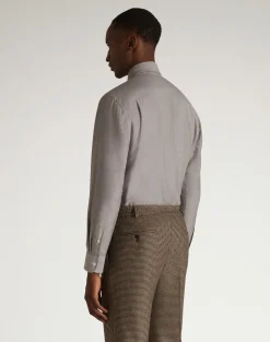 Cotton Cashmere Oxford Long Sleeve Spread Collar Shirt