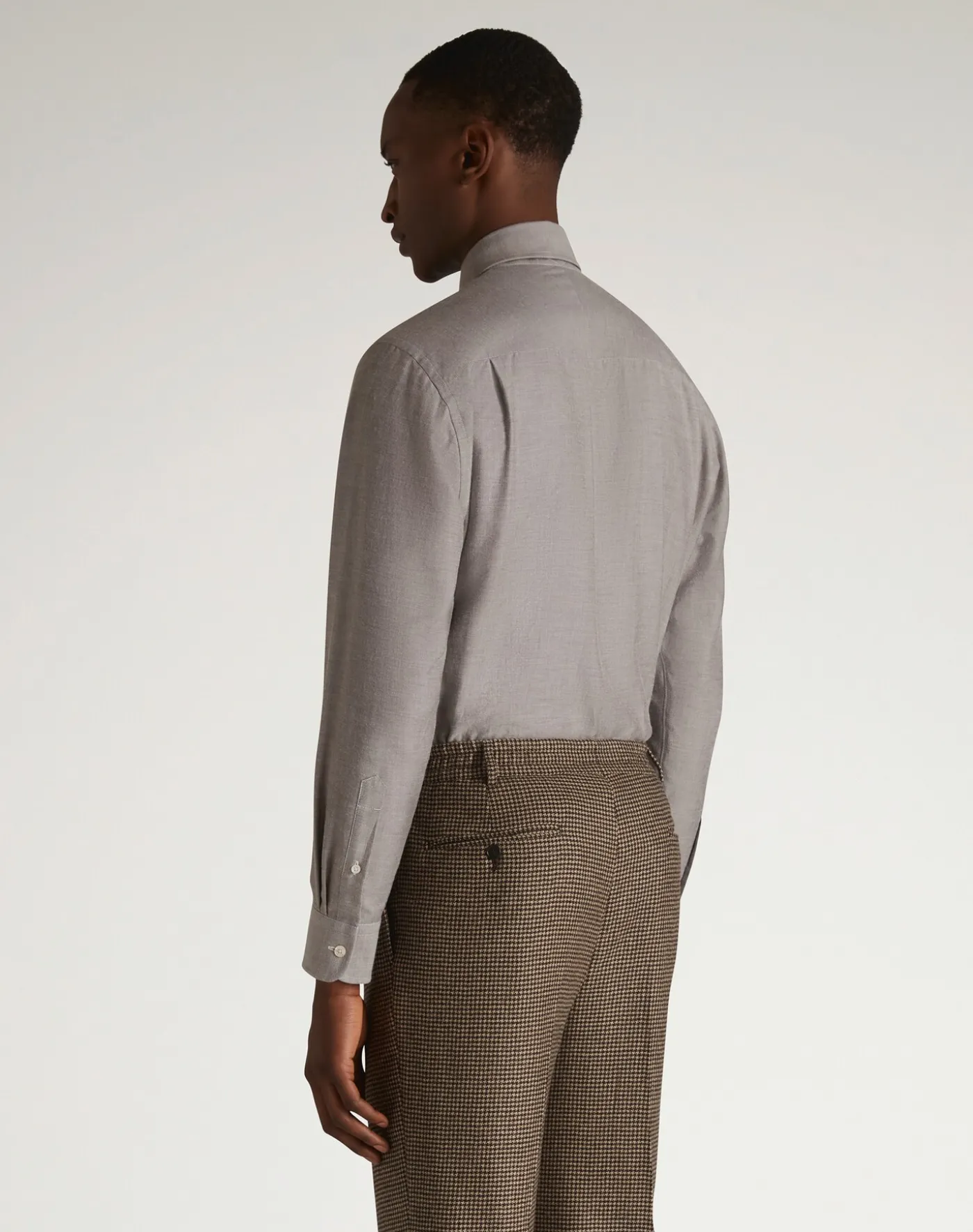 Cotton Cashmere Oxford Long Sleeve Spread Collar Shirt