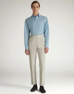 Cotton Cashmere Oxford Long Sleeve Point Collar Shirt