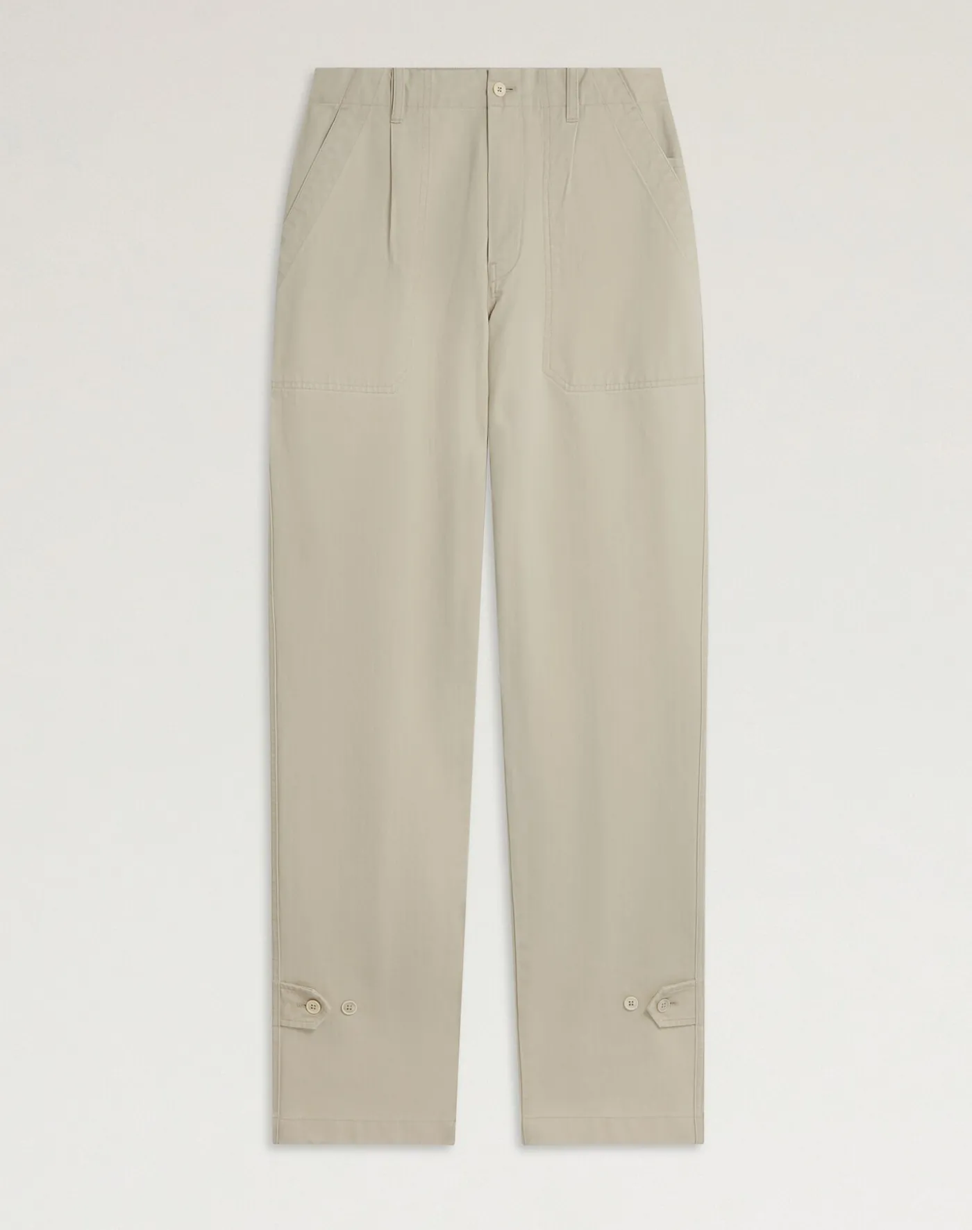 Cotton Micro Herringbone Single Pleat Tapered Chinos