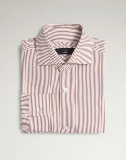Cotton Pinstripe Long Sleeve Spread Collar Shirt