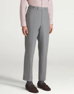 Cotton Silk Flat Front Trousers