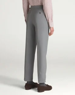 Cotton Silk Flat Front Trousers