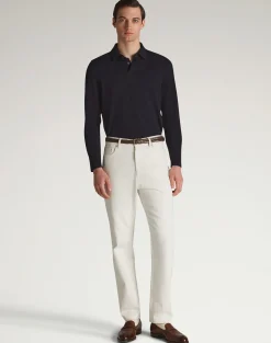 Cotton Silk Pique Long Sleeve Polo