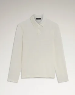 Cotton Silk Pique Long Sleeve Polo