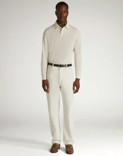 Cotton Silk Pique Long Sleeve Polo