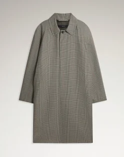 Cotton Silk Prince Of Wales Check Car Coat