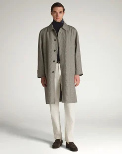 Cotton Silk Prince Of Wales Check Car Coat