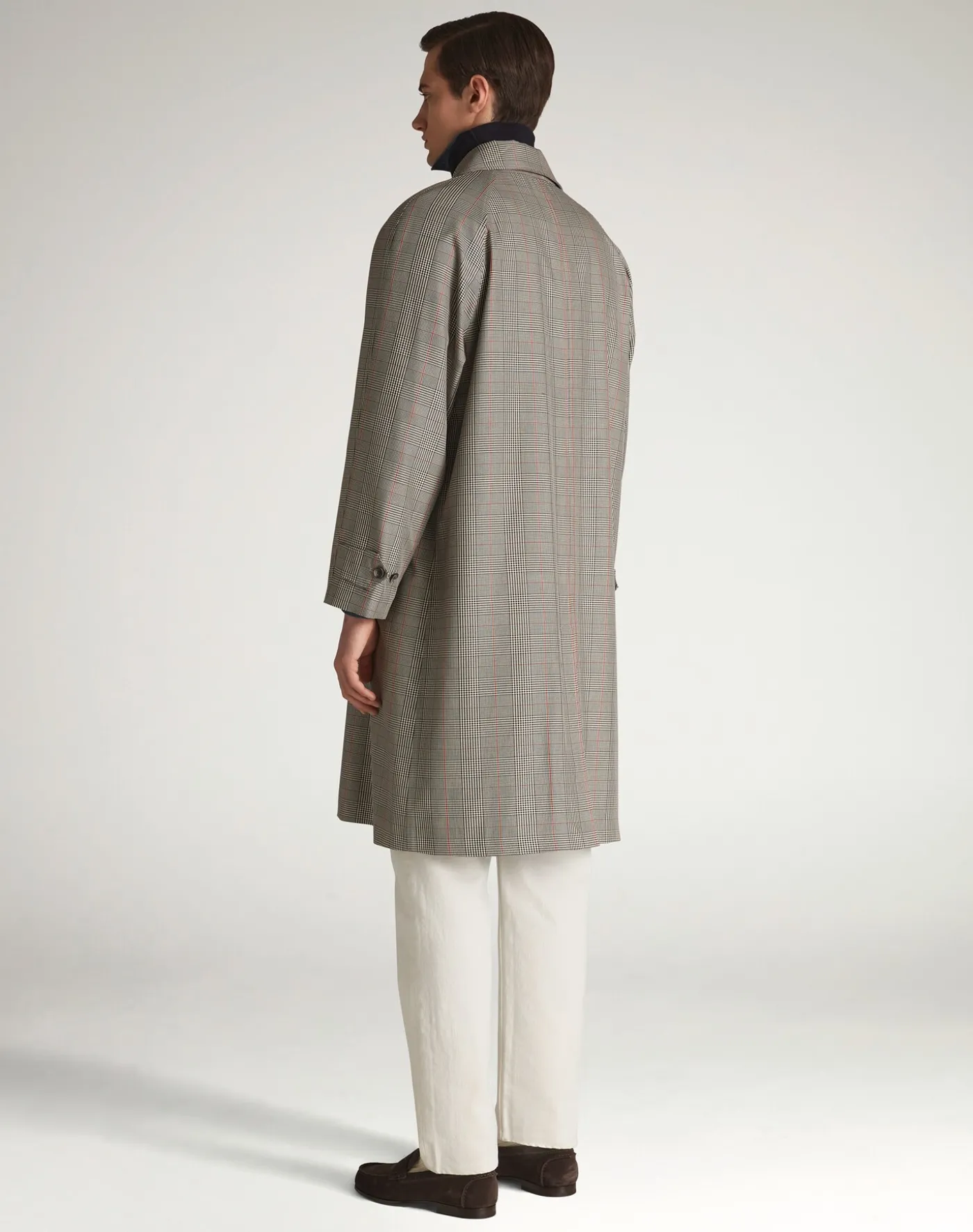 Cotton Silk Prince Of Wales Check Car Coat
