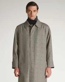 Cotton Silk Prince Of Wales Check Car Coat