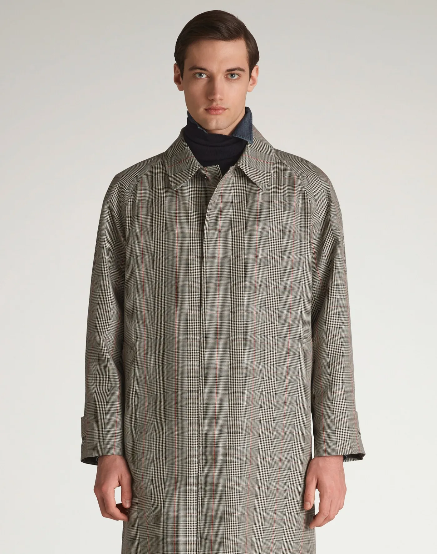 Cotton Silk Prince Of Wales Check Car Coat