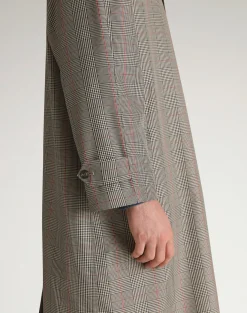 Cotton Silk Prince Of Wales Check Car Coat