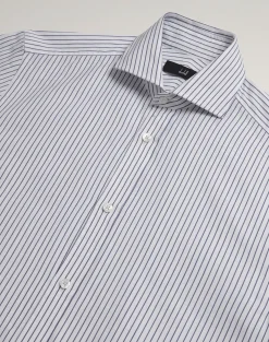 Cotton Stripe Long Sleeve Spread Collar Shirt