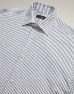 Cotton Stripe Long Sleeve Point Collar Shirt