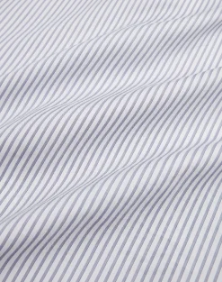 Cotton Stripe Long Sleeve Point Collar Shirt