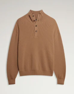 English Rib Cashmere 1/4 Button Jumper