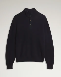 English Rib Cashmere 1/4 Button Jumper