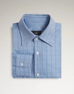 Giza Cotton Cashmere Tattersal Check Long Sleeve Spread Collar Shirt