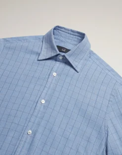 Giza Cotton Cashmere Tattersal Check Long Sleeve Spread Collar Shirt