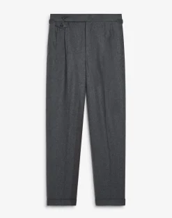 Melange Wool Cashmere Flannel Double Pleated Trousers