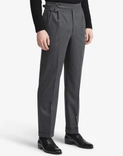 Melange Wool Cashmere Flannel Double Pleated Trousers