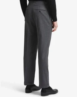 Melange Wool Cashmere Flannel Double Pleated Trousers