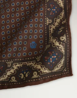 Silk Floral Medallion Screen Printed Pocket Square