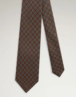 Silk Floral Medallion Screen Printed Tie