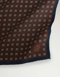 Silk Geometric Flower Medallion Pocket Square