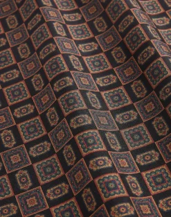 Silk Large Medallion Pin Fringe Evening Scarf