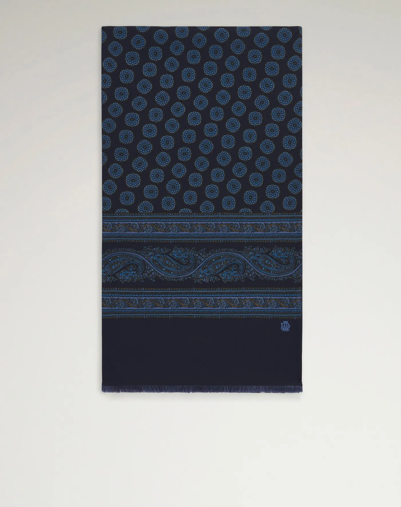 Silk Screen Printed Double Face Floral MedallionScarf
