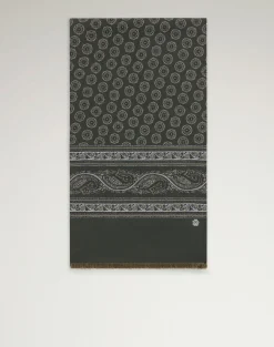Silk Screen Printed Double Face Floral Medallion Scarf